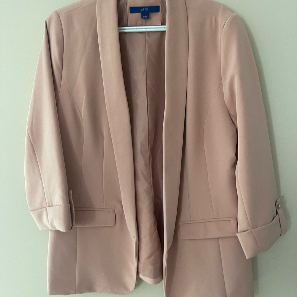 Apt. 9 Pink Blazer with Shawl Lapels and Textured Fabric